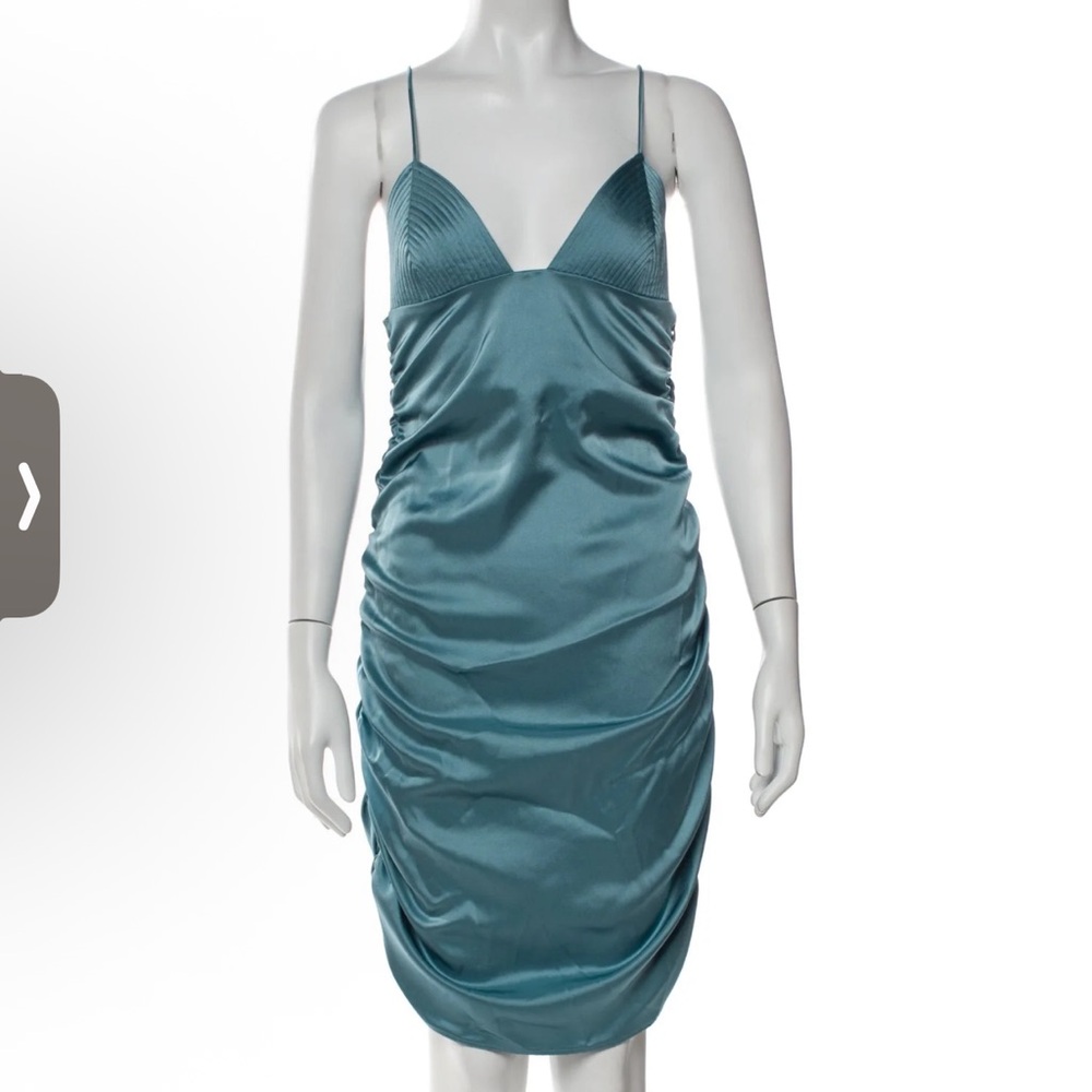 Paris Georgia Elegant Teal Satin Dress Size XL